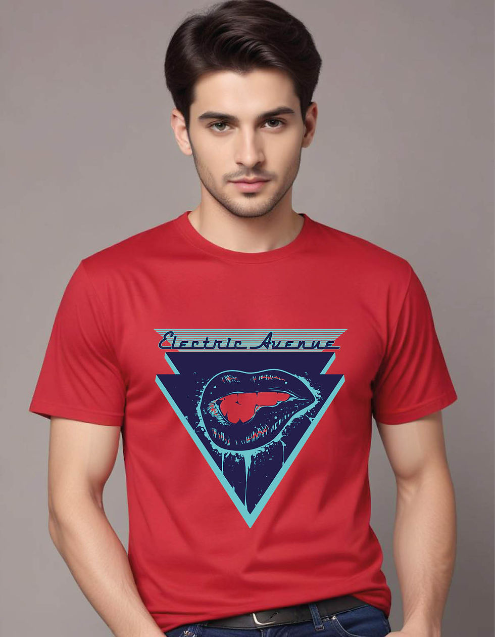 Thumbnail: dripping biting lips double triangle mens printed graphic t shirt