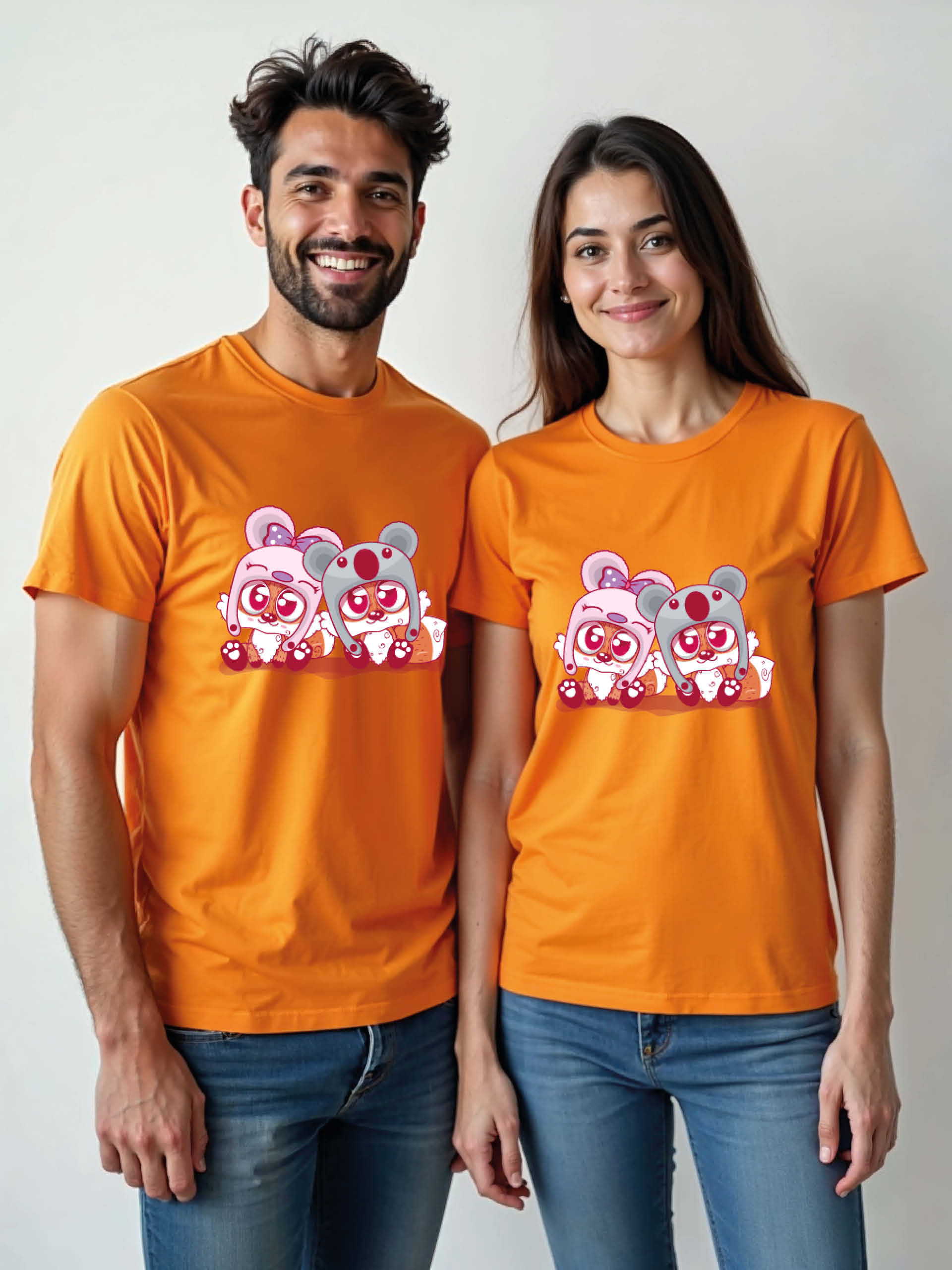 Romantic Cartoon Couple Matching Tee Lovers Edition – Sale