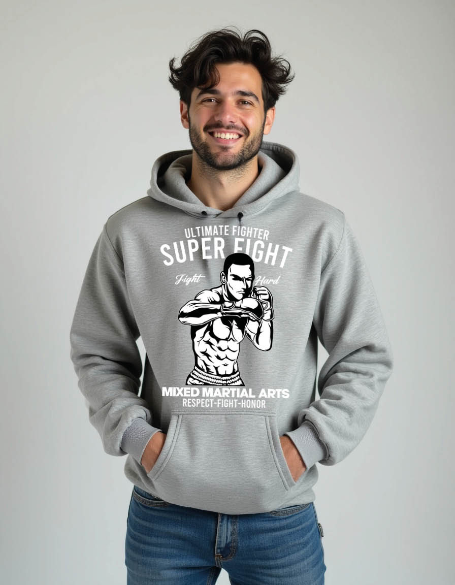 Thumbnail: super fight Urban Streetwear Men’s Hoodie – Premium Quality Fabric