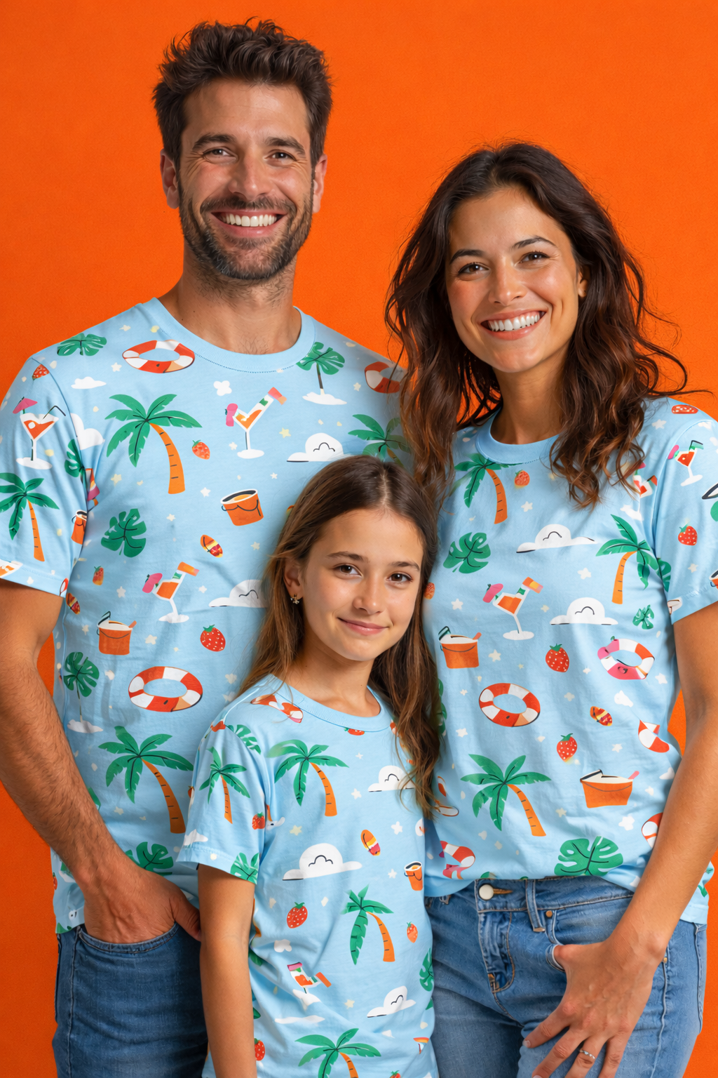 summer vibes family matching printed tees pack of 3