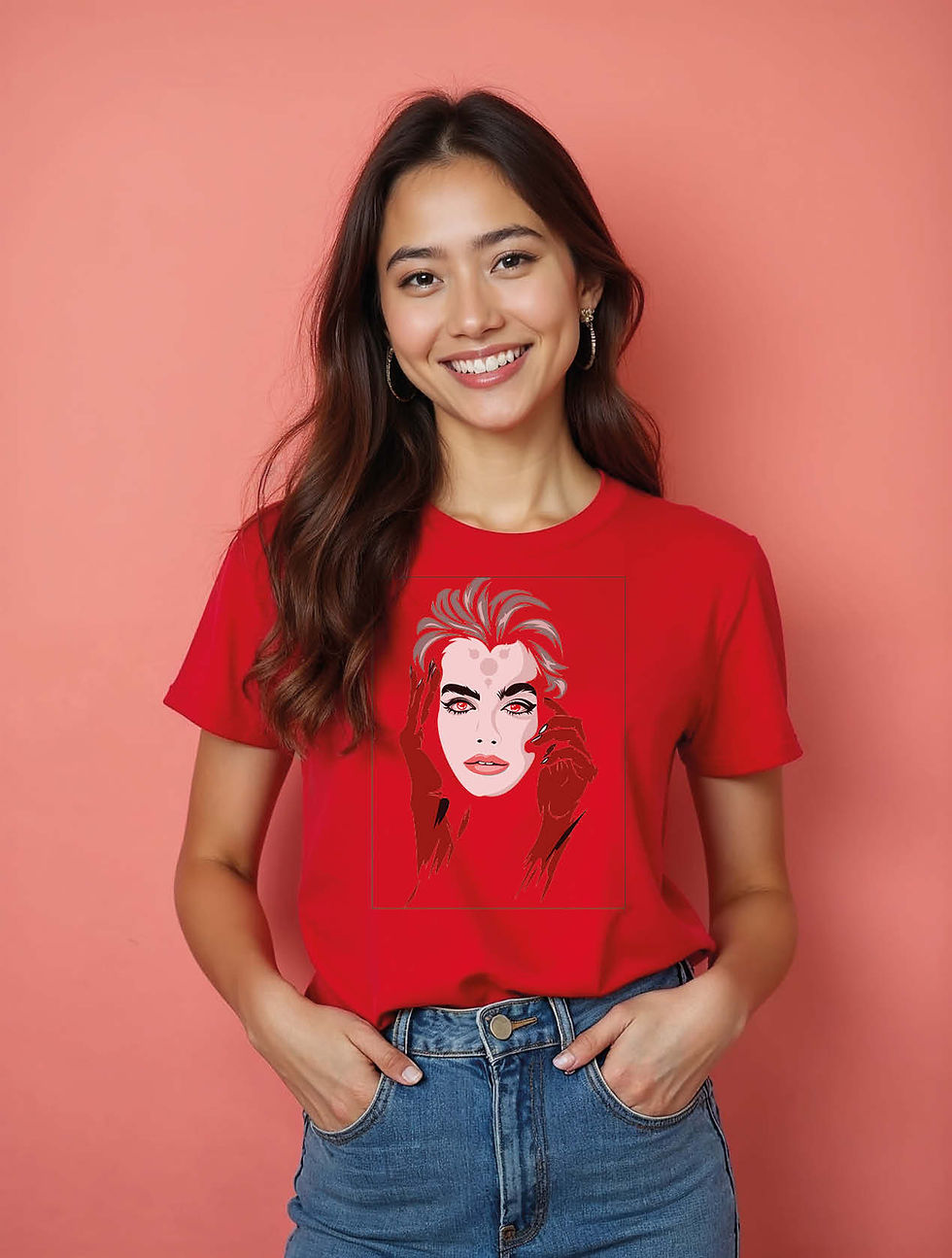 Thumbnail: Blood Red Gaze Classic Women’s Printed Graphic Streetwear T-Shirt – Fast Deliver