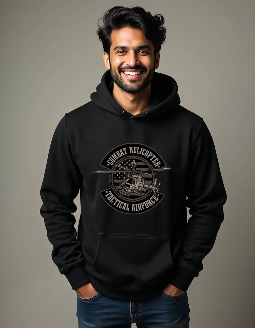 Thumbnail: combat helicopter Stylish Men’s Streetwear Hoodie – Cool Printed Outfit | Buy