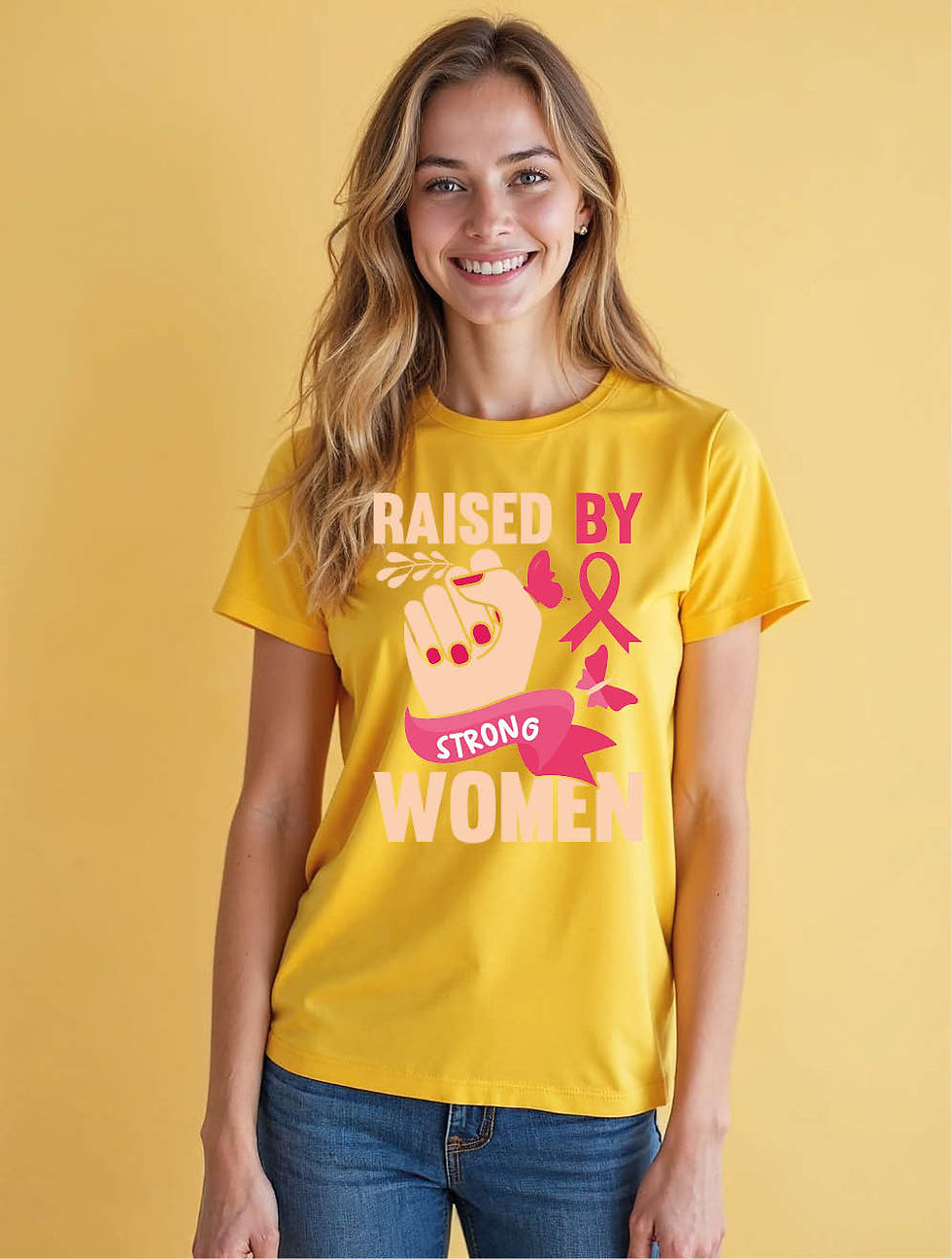 Thumbnail: raised by strong women Trendy Women’s Printed Graphic Streetwear T-Shirt