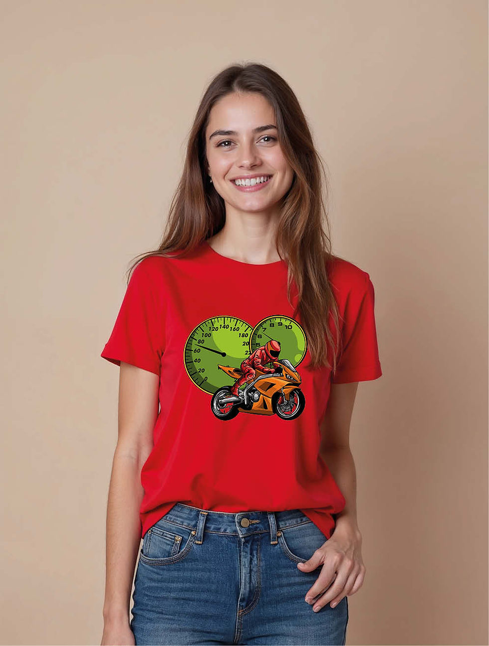 High Speed Sport Bike Racer and Speedometers Classic Women’s Printed T-Shirt