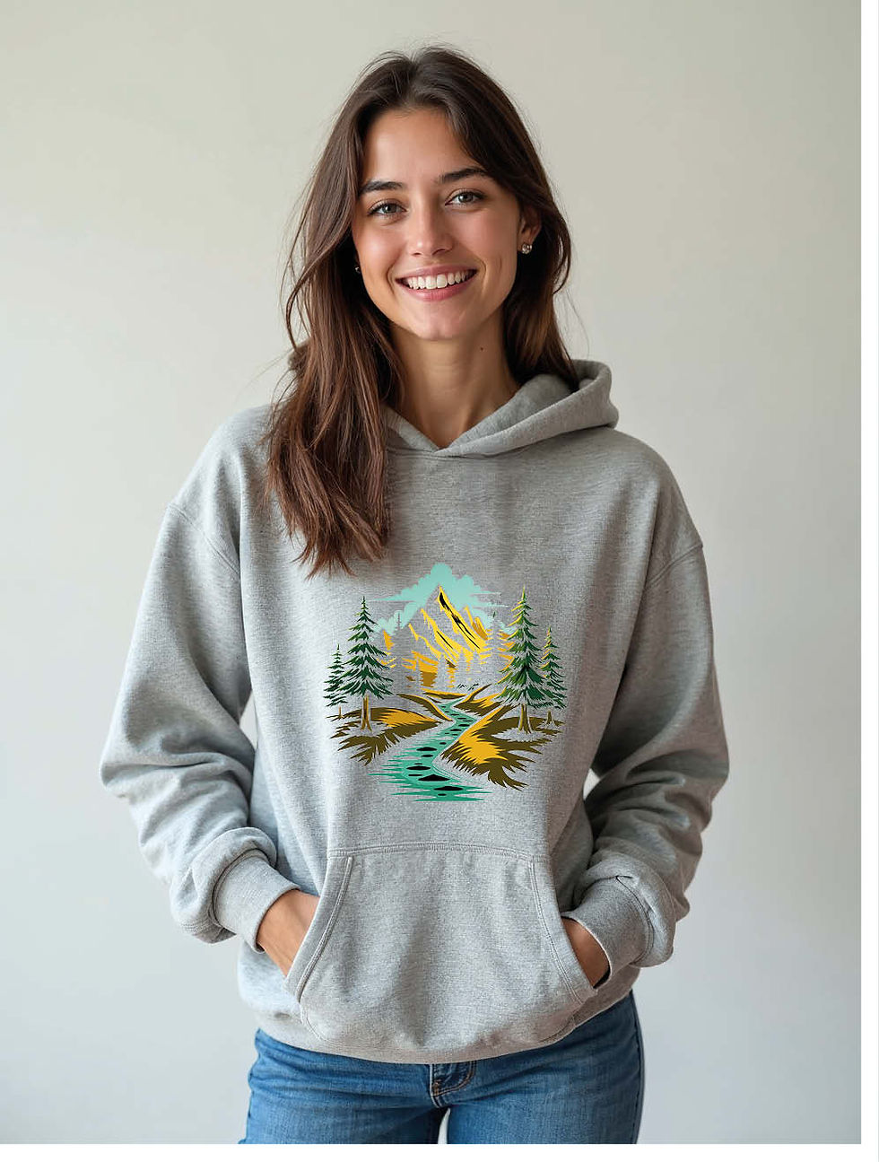 Mountain River Landscape Cool Women’s Graphic Hoodies – Hot Deal