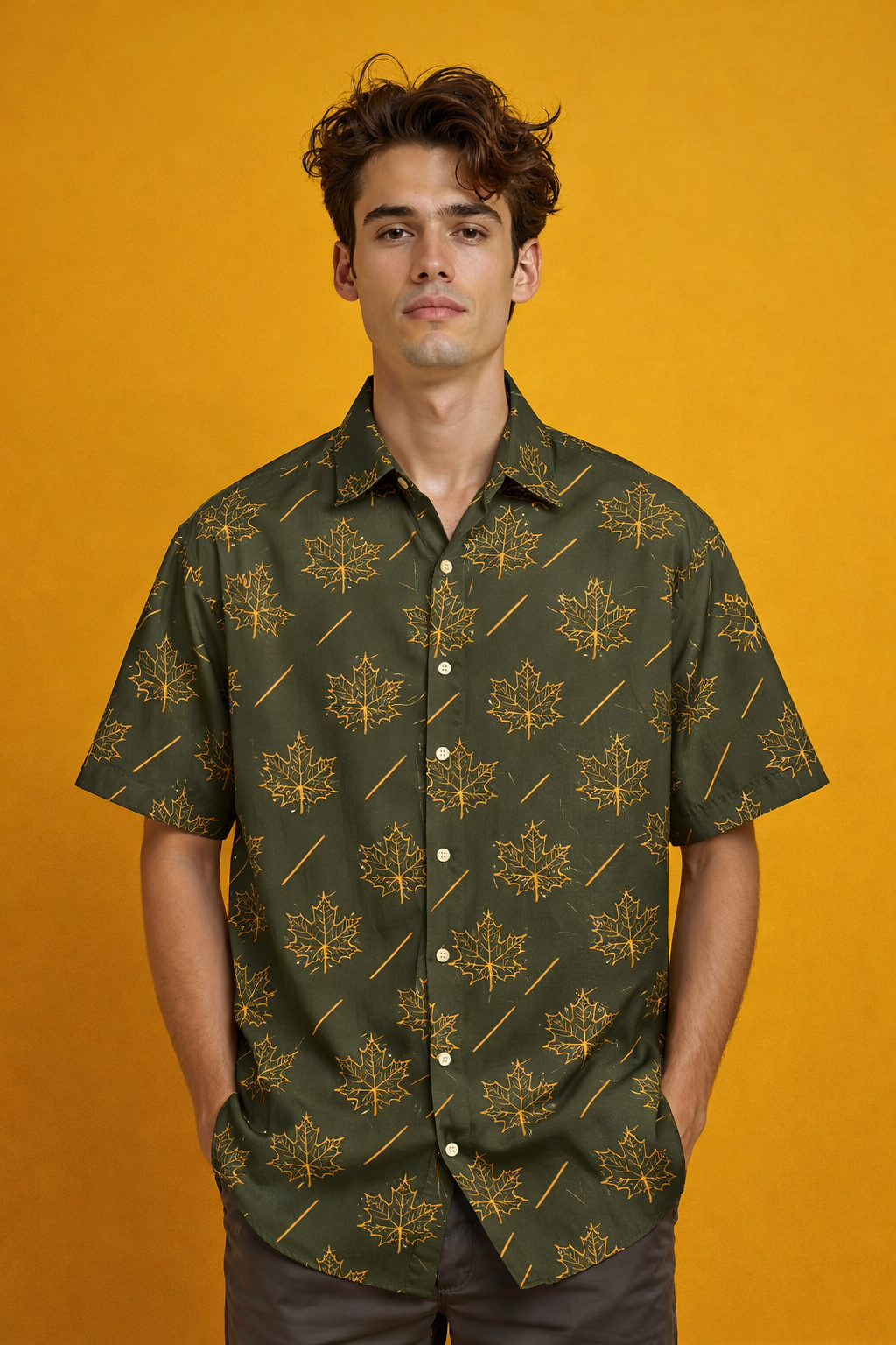 autumn Fashion Street Patterned Oversized Shirt – AOP