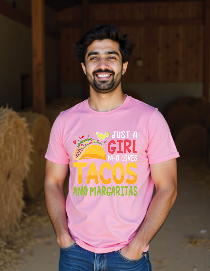 Thumbnail: just girl who loves tacos margaritas taco mens printed graphic t shirt