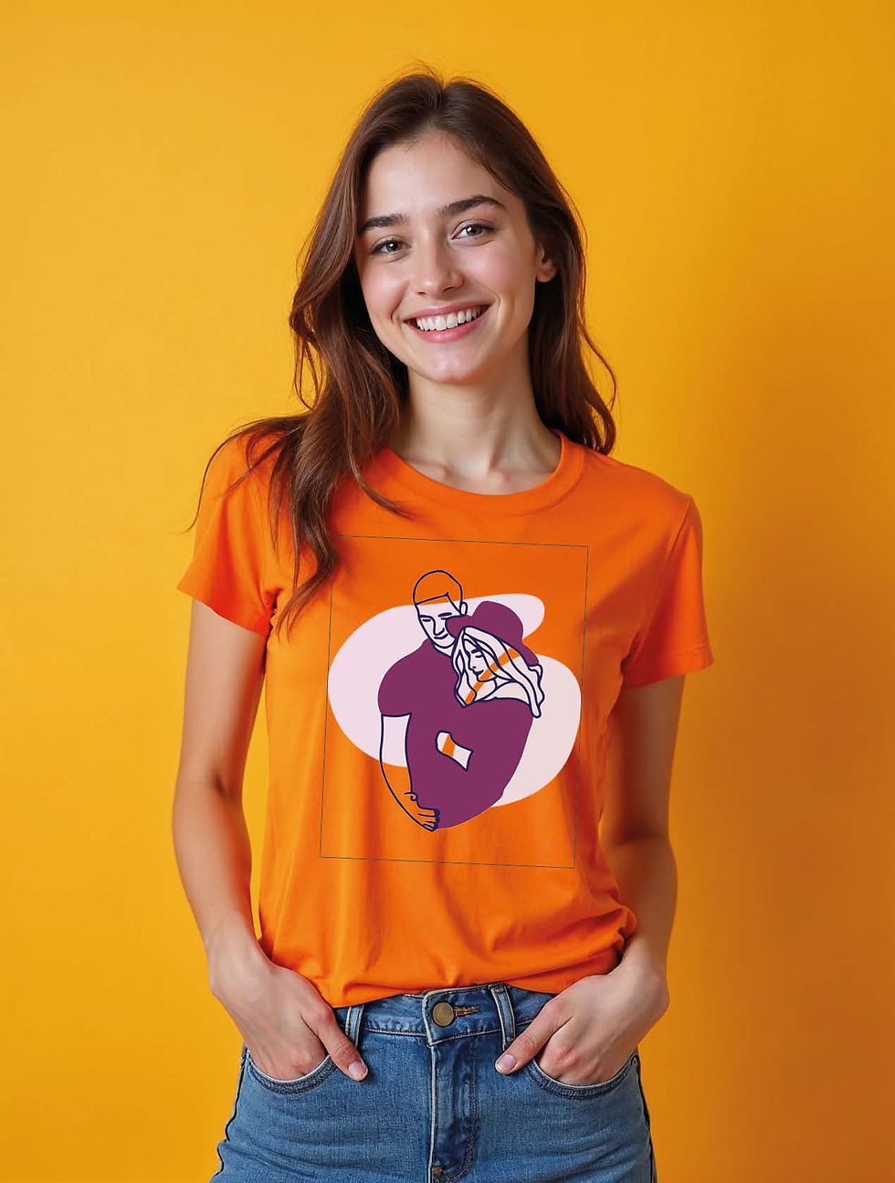 Thumbnail: Romantic Embrace Urban Women’s Printed  Graphic T-Shirt – Shop Now