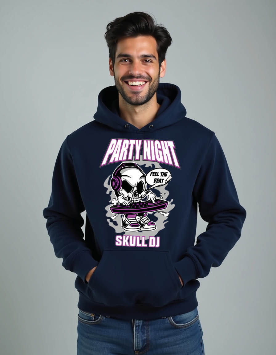 Thumbnail: party night skull Limited Edition Men’s Streetwear Hoodie – Warm Winter Outfit