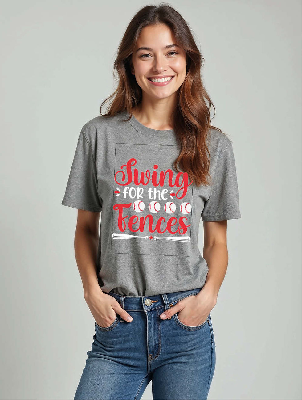 Thumbnail: Swing for the fences Casual Women’s Printed T-Shirt – Fast Delivery