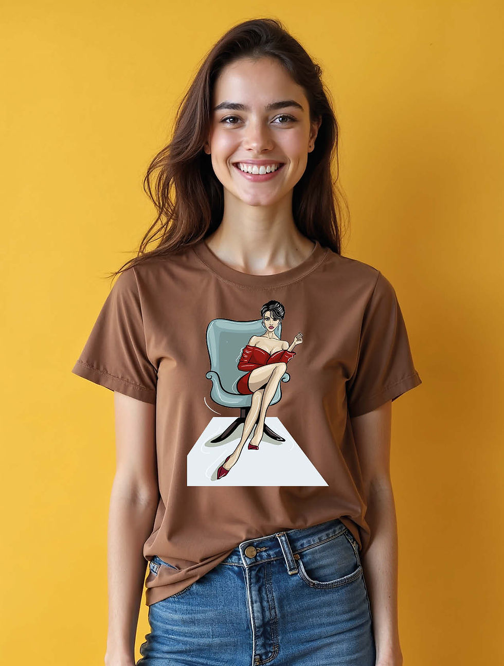 Thumbnail: Pin-up Chair Graphic  Classic Women’s Graphic T-Shirt – Hot Deal