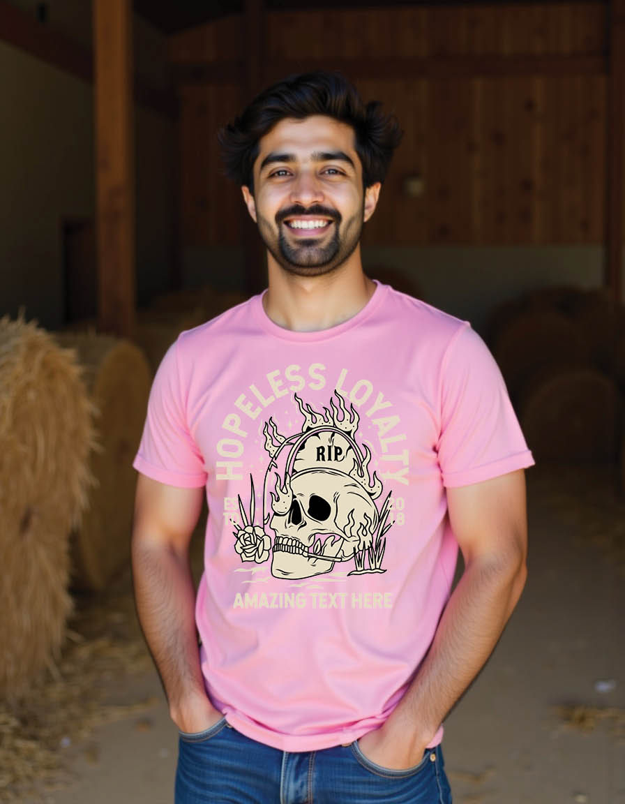 Thumbnail: skull head burning fire grave with vintage style mens printed graphic t shirt