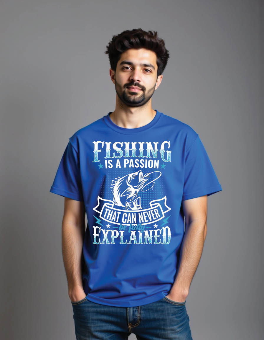 Thumbnail: fishing is passion that can never be fully explaine mens printed graphic t shirt