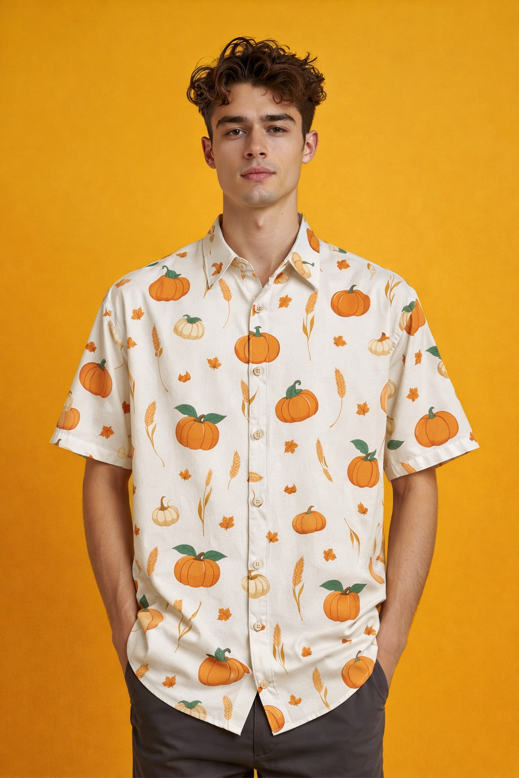Autumn vibes Designer Urban Patterned All Over Print Oversized Shirt