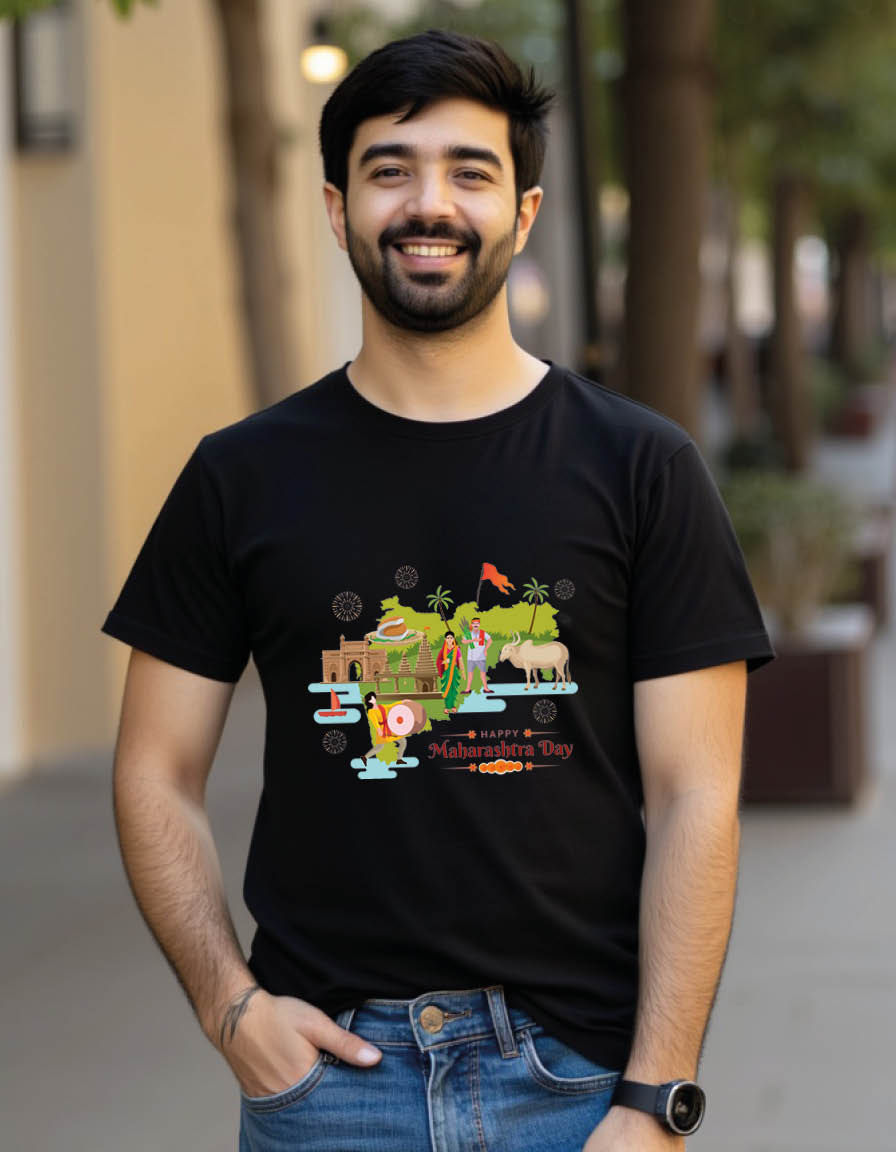 Thumbnail: Happy maharashtra day Unisex printed graphic t shirt