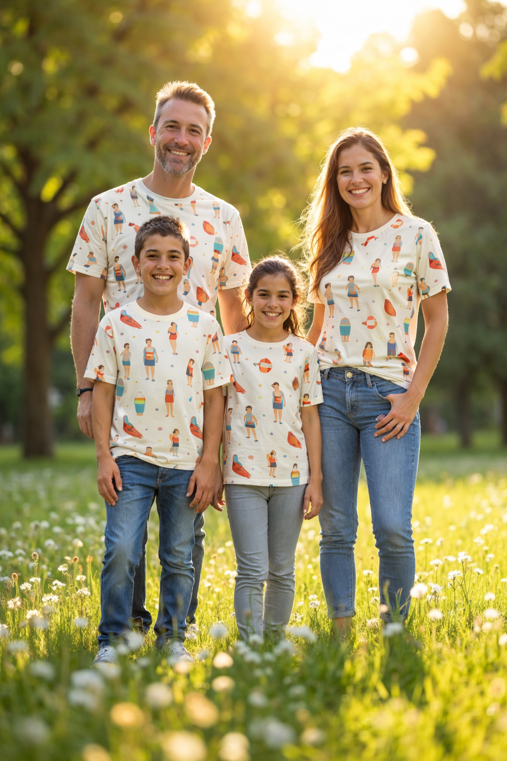 Family vacation themed matching printed tees pack of 4