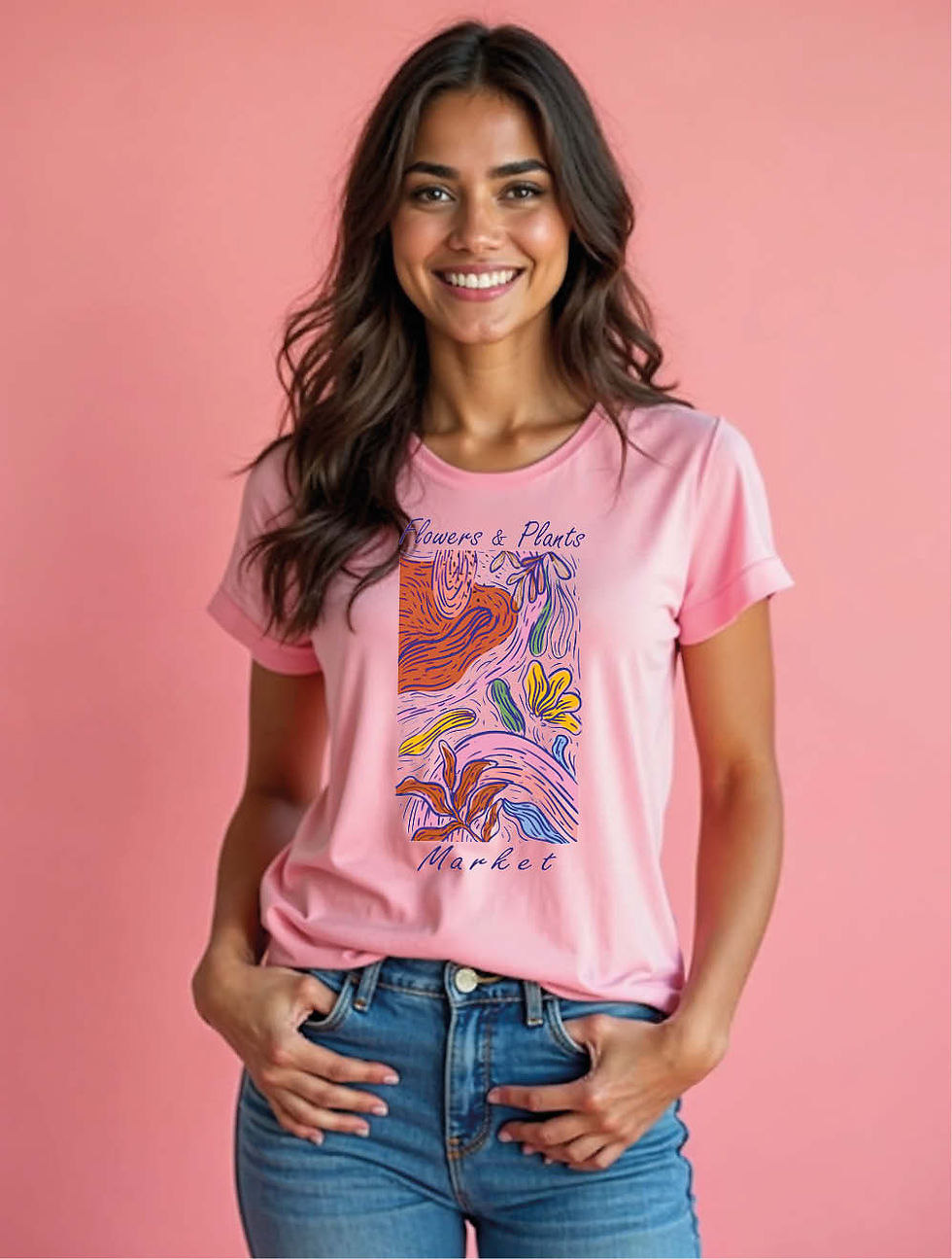 Thumbnail: flowers and plants market  Chic Women’s Printed Graphic Streetwear T-Shirt