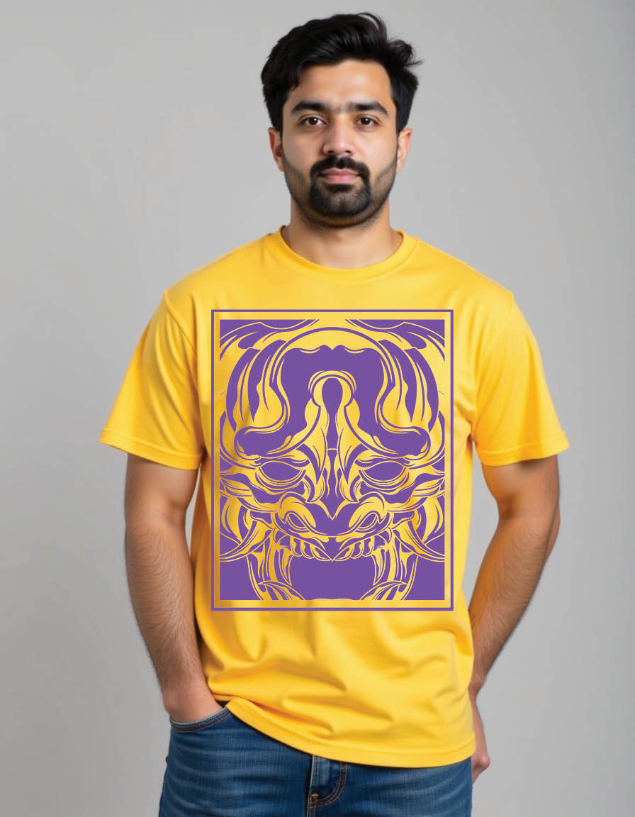 purpe demon mask square shape mens printed graphic t shirt
