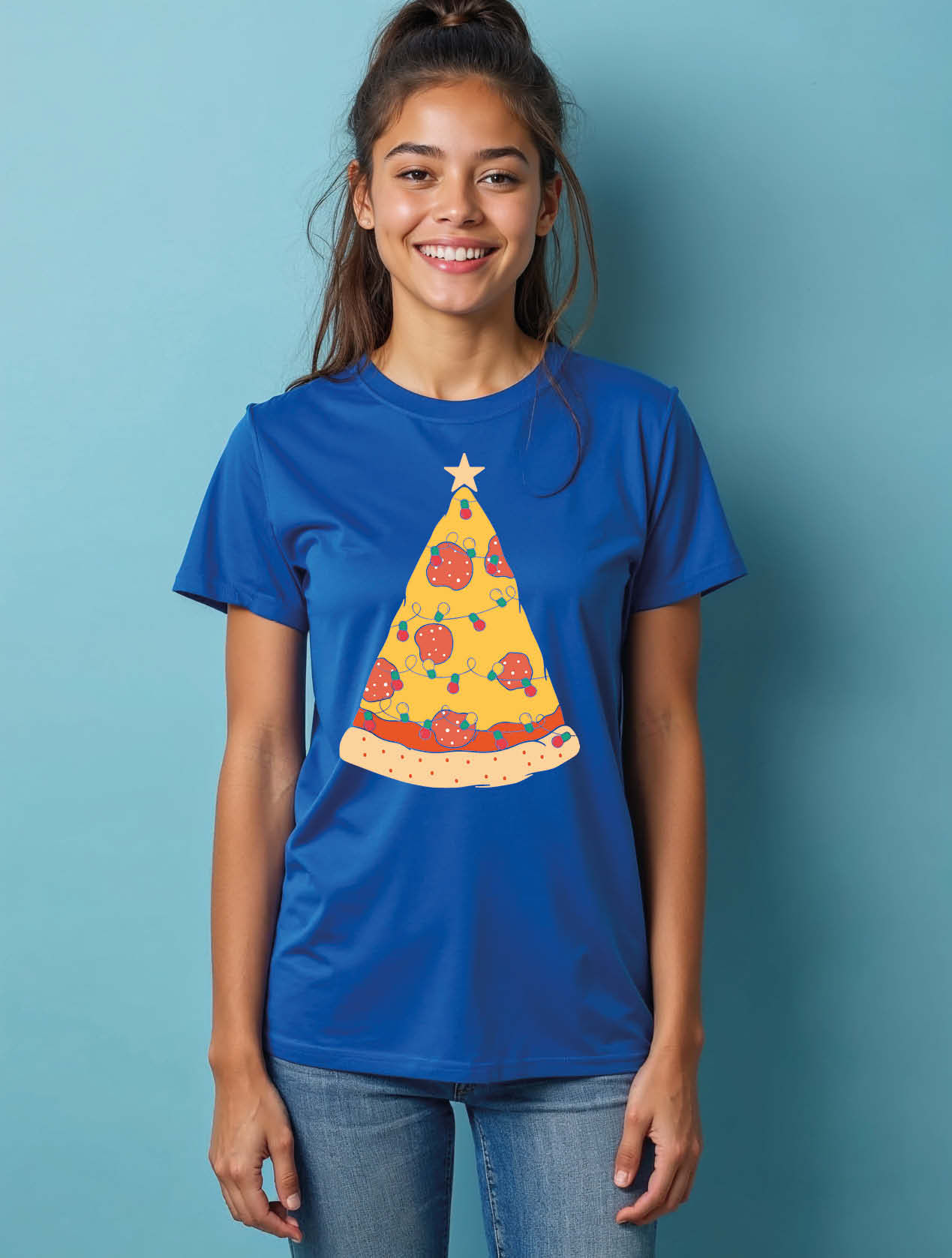 Funny Pizza Christmas Modern Women’s Printed Graphic Streetwear T-Shirt