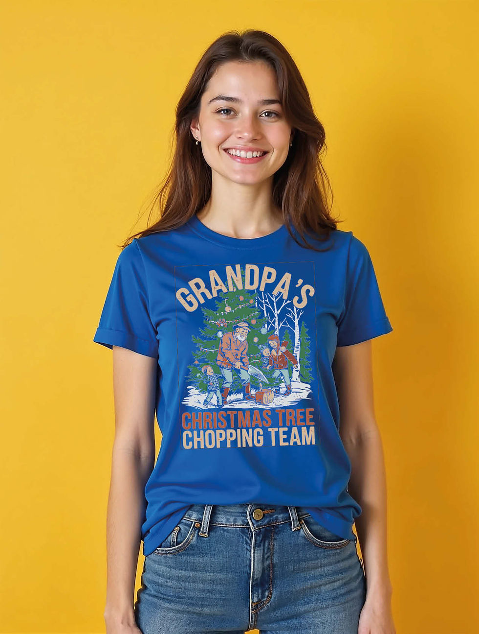 Thumbnail: grandpa's christmas tree chopping team Chic Women’s Graphic T-Shirt – Hot Deal