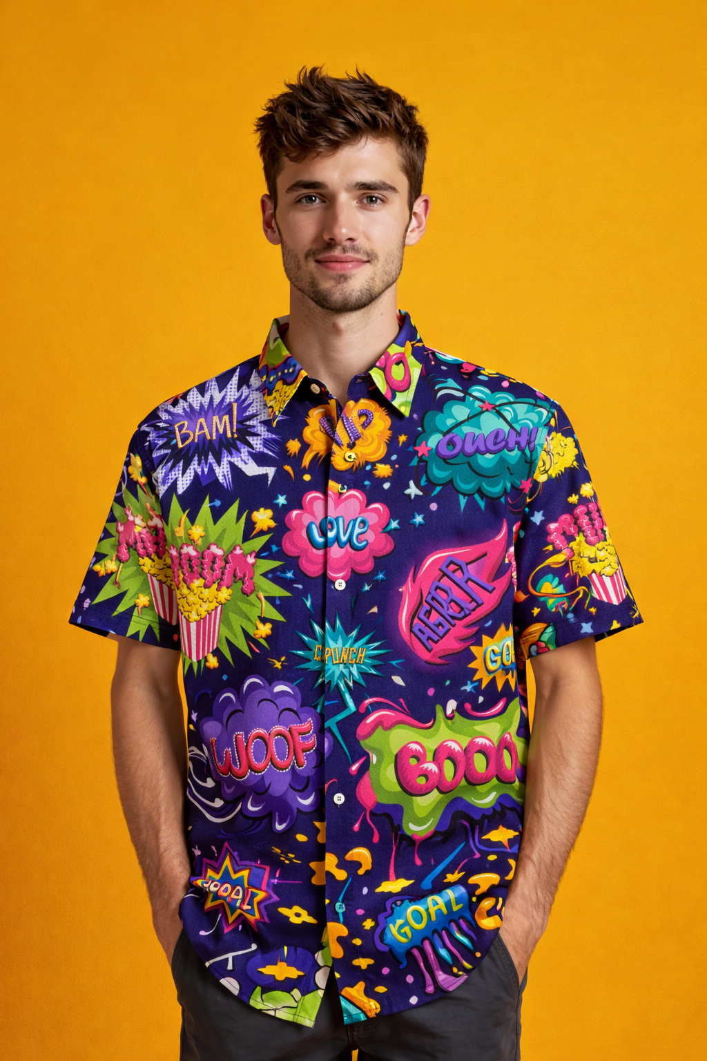 Comic pop style Exclusive Patterned Oversized Shirt – Limited Fashion Drop