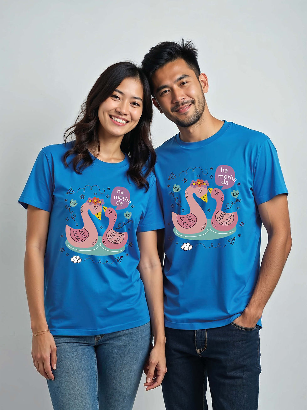 Thumbnail: Cute Cartoon Couple Matching Tee Lovers Edition – Sale