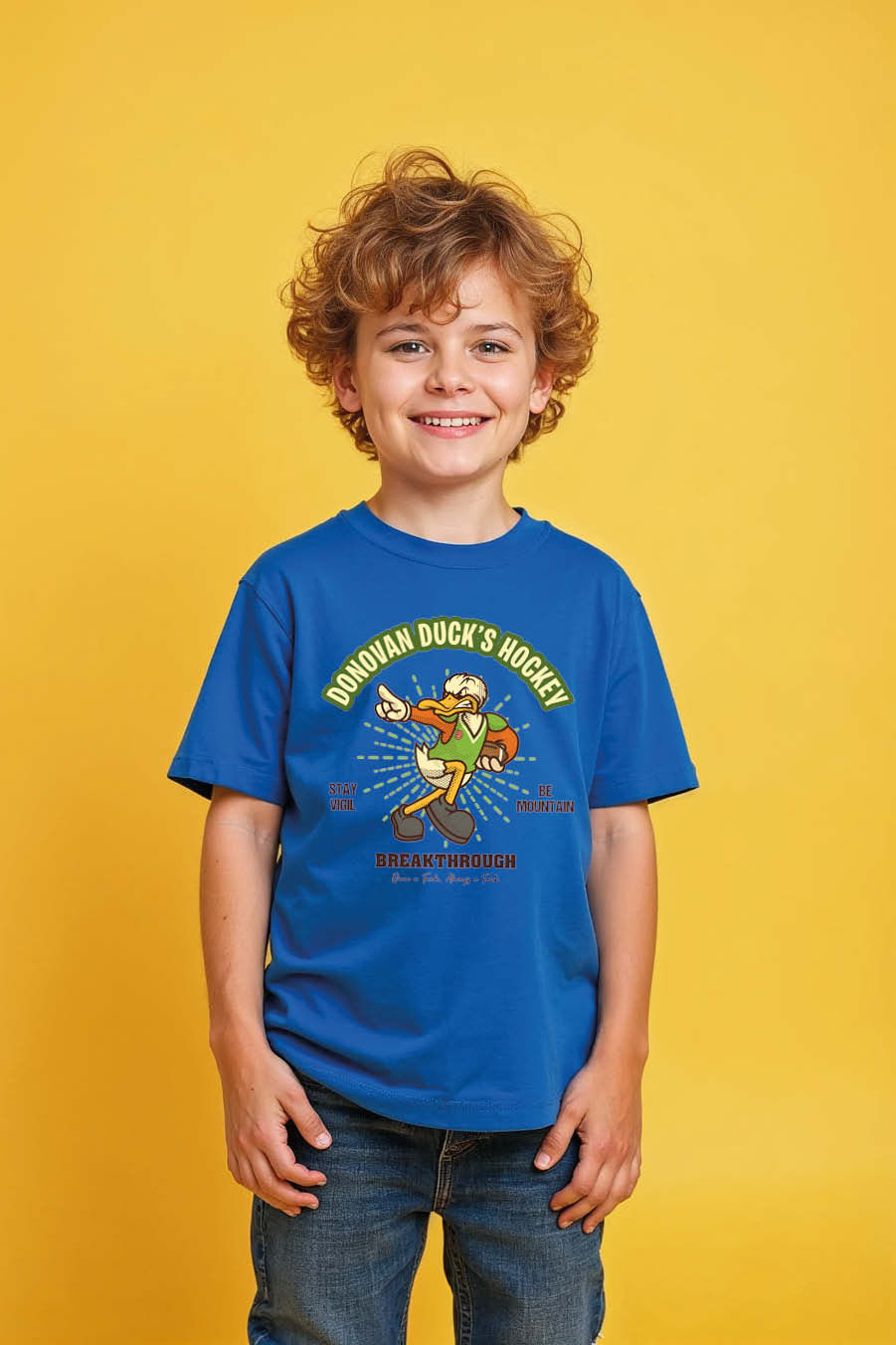 Thumbnail: Duck Hocky Trendy Stylish Kids Graphic T-Shirt – Illustration Print Design