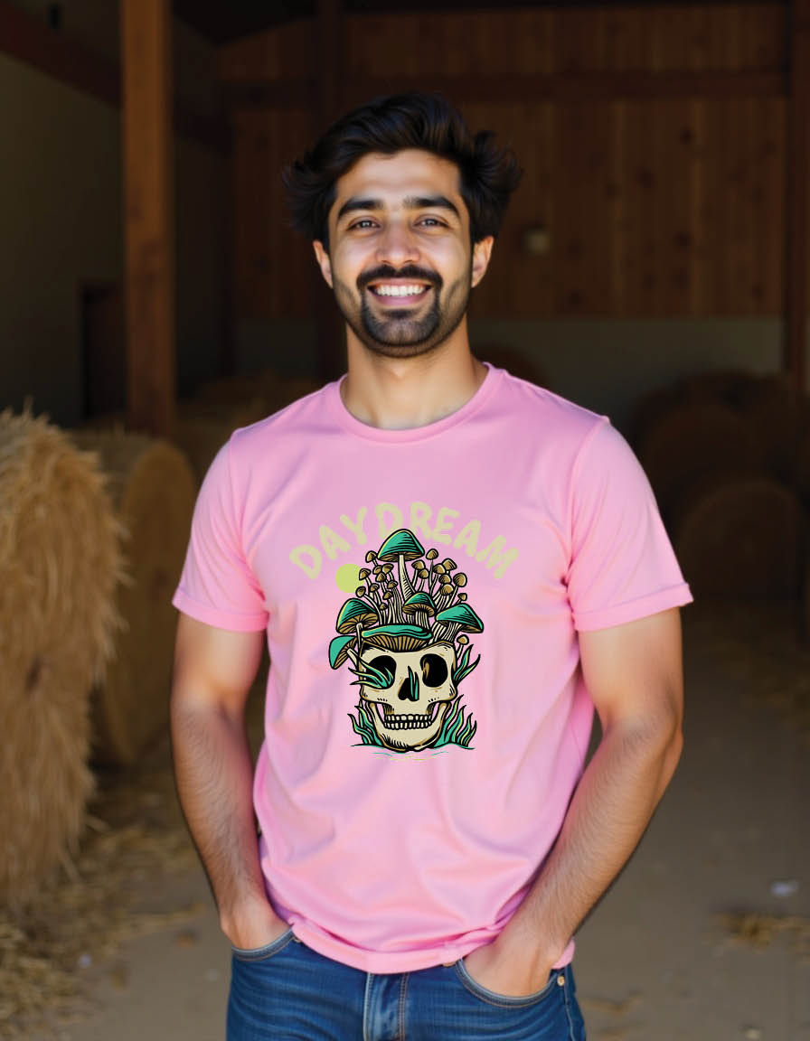Thumbnail: skull head with some mushrooms head mens printed graphi t shirt