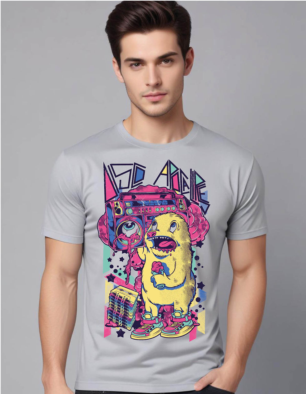 Thumbnail: disco mole eating ice cream holding radio mens printed graphic t shirt