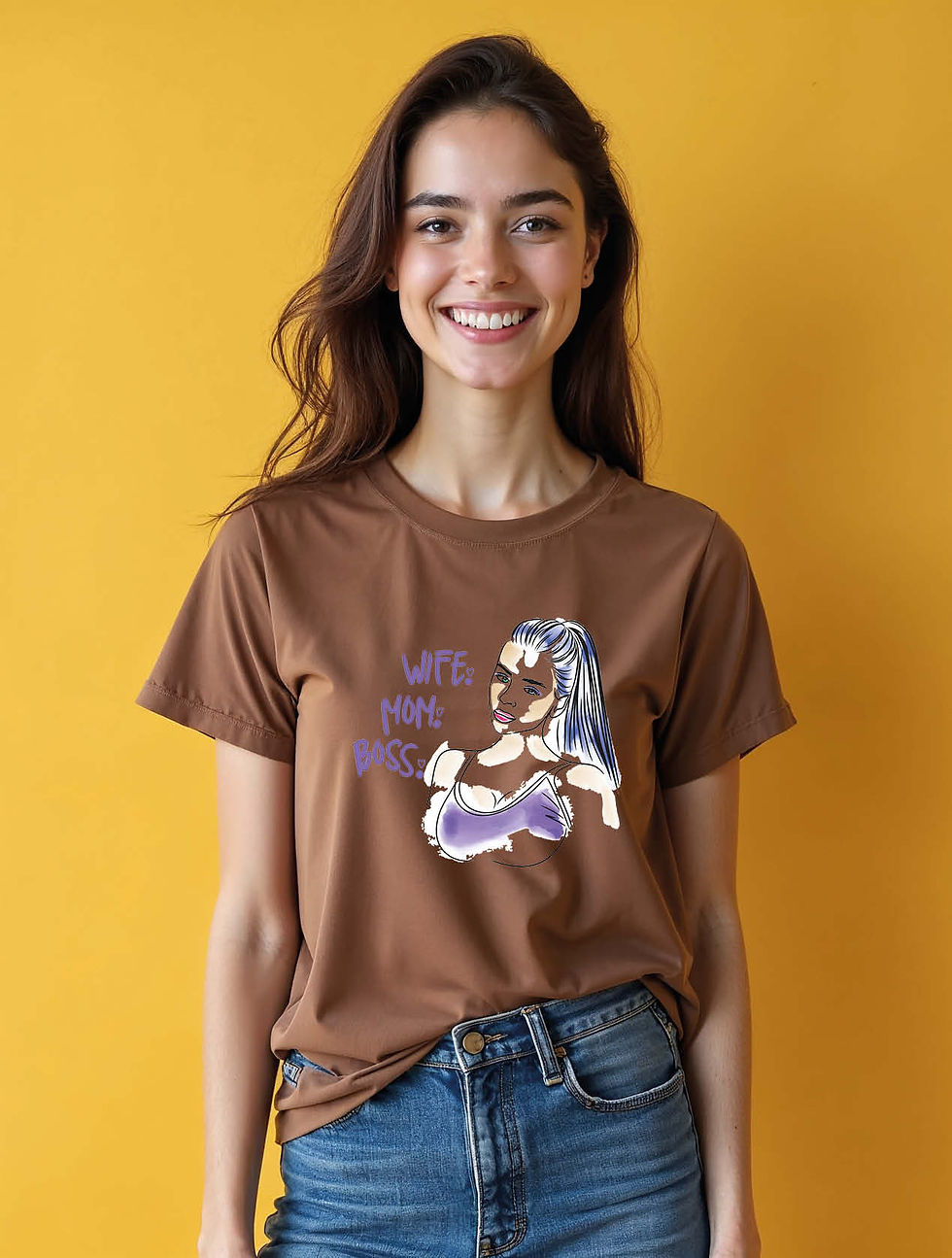 Thumbnail: wife mom boss Cool Women’s Printed Graphic Typography T-Shirt – Shop Now