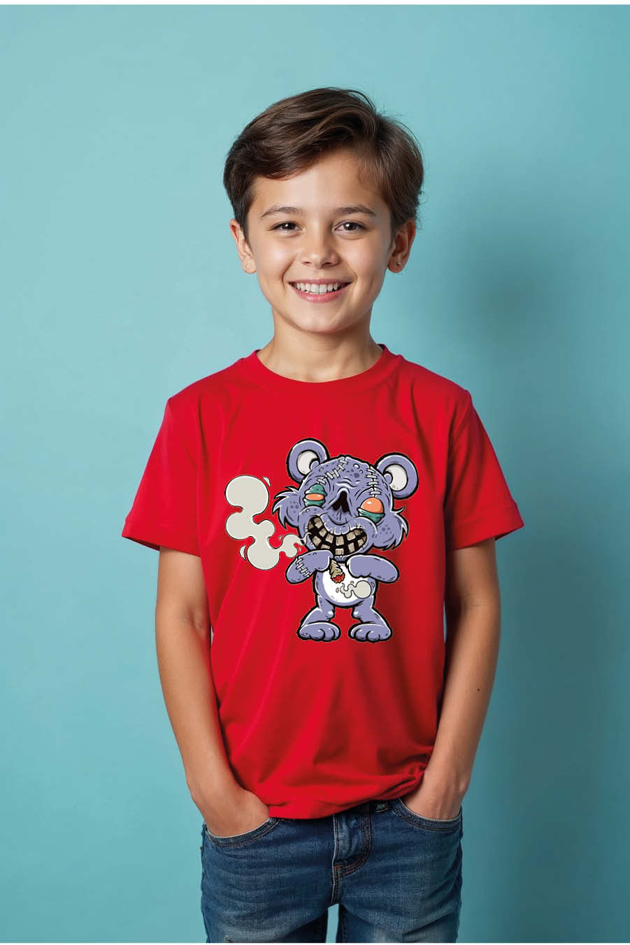 Thumbnail: Careless Zombie Bear Graphic T-Shirt Premium Printed T-Shirt