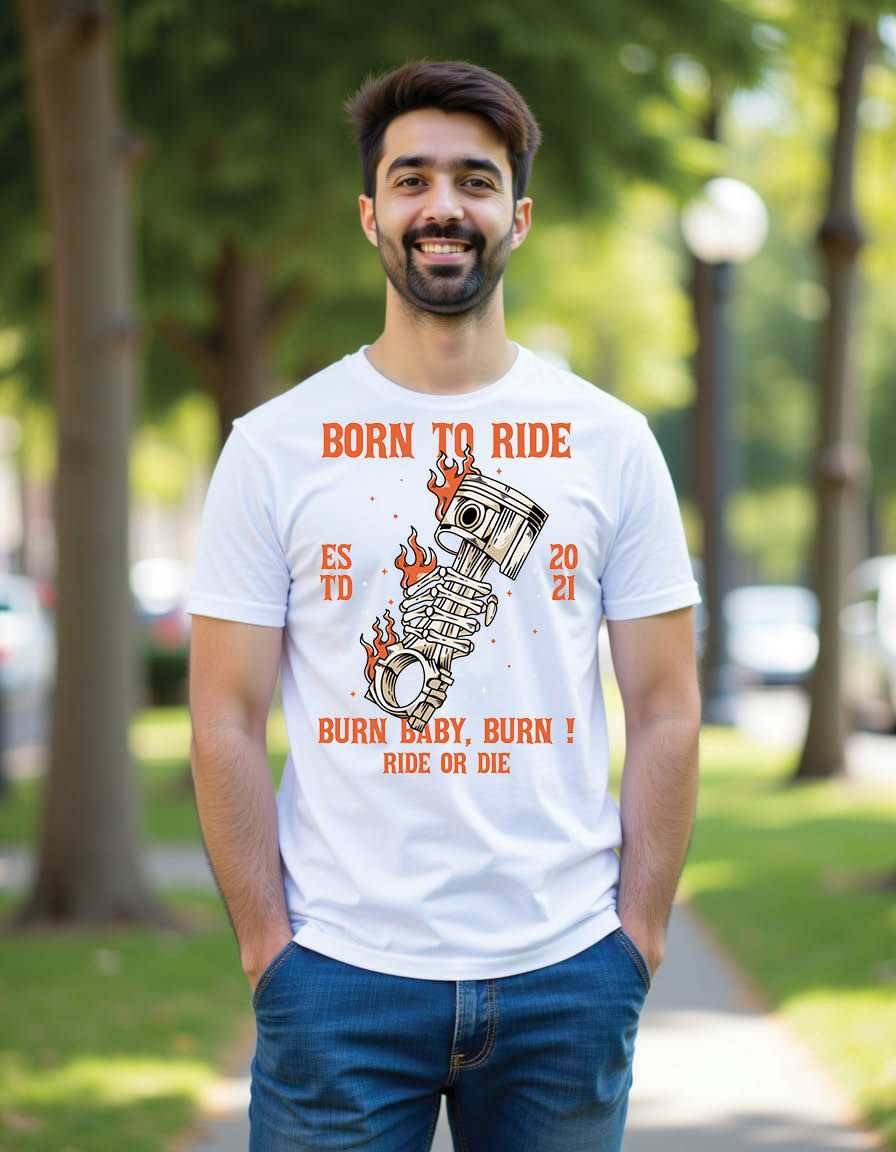 Thumbnail: skull hand holding burning piston mens printed graphic t shirts