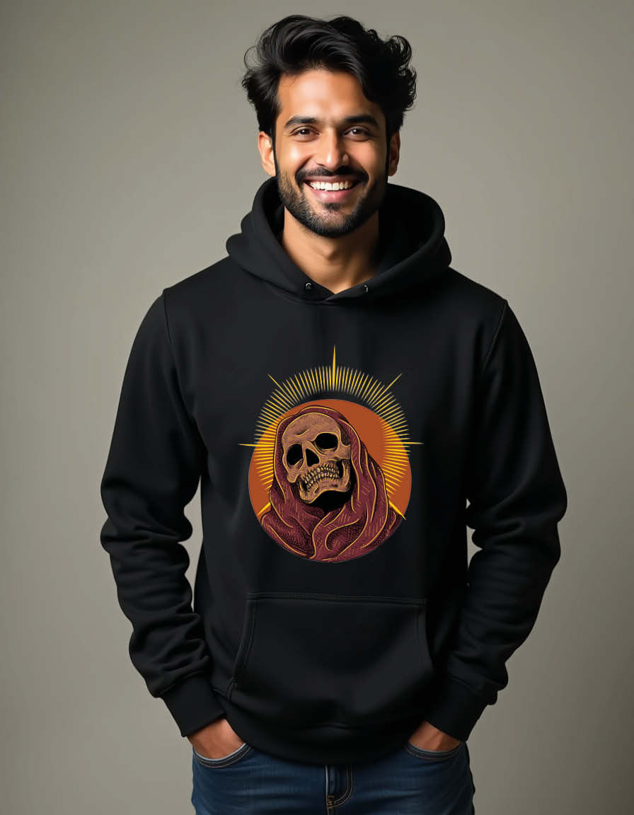 Thumbnail: Haloed Skull Portrait Streetwear Unisex Printed Graphic Hoodies For Men & Women