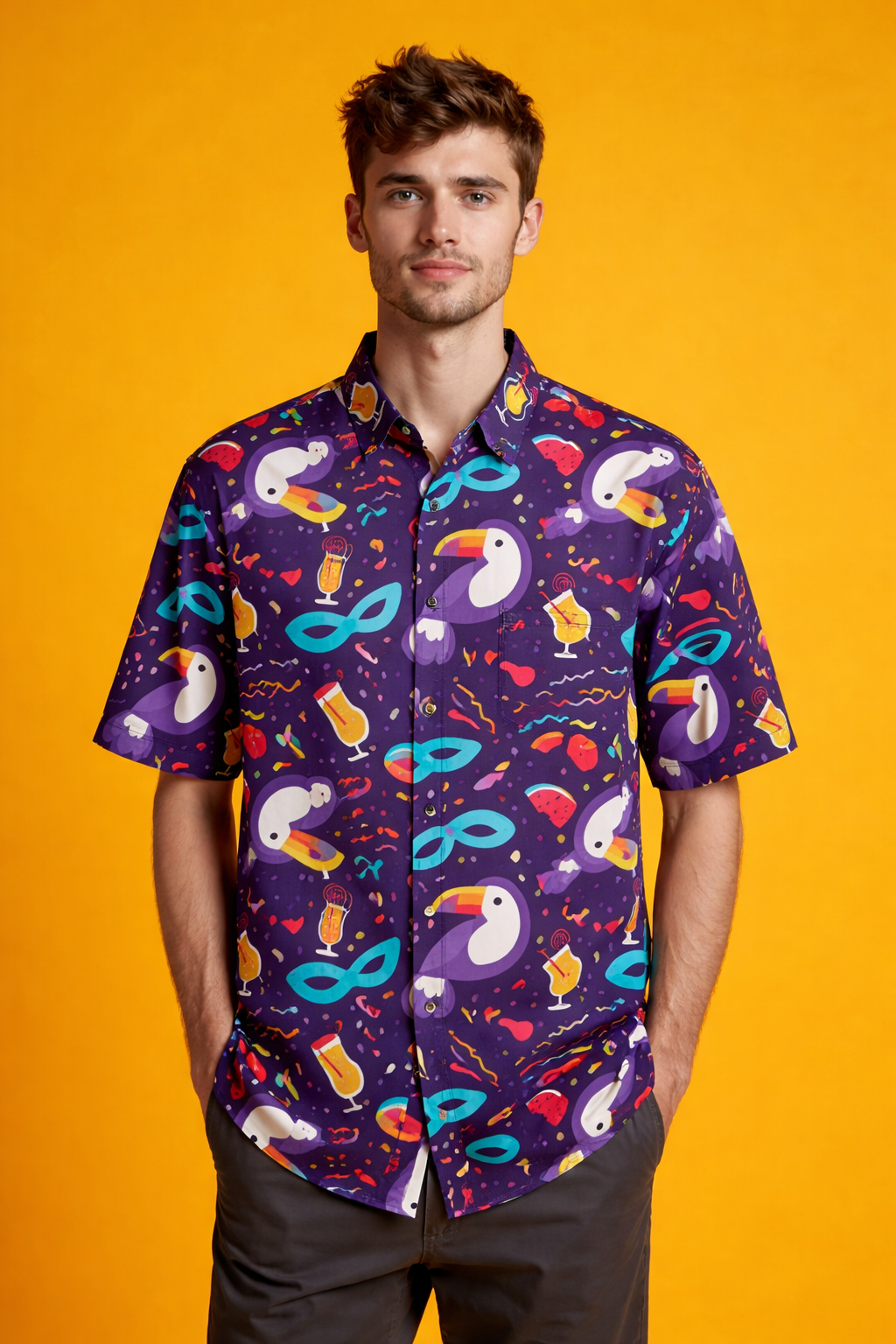 Tropical vibes with a vibrant twist Casual Wear Patterned All Over Print Shirt