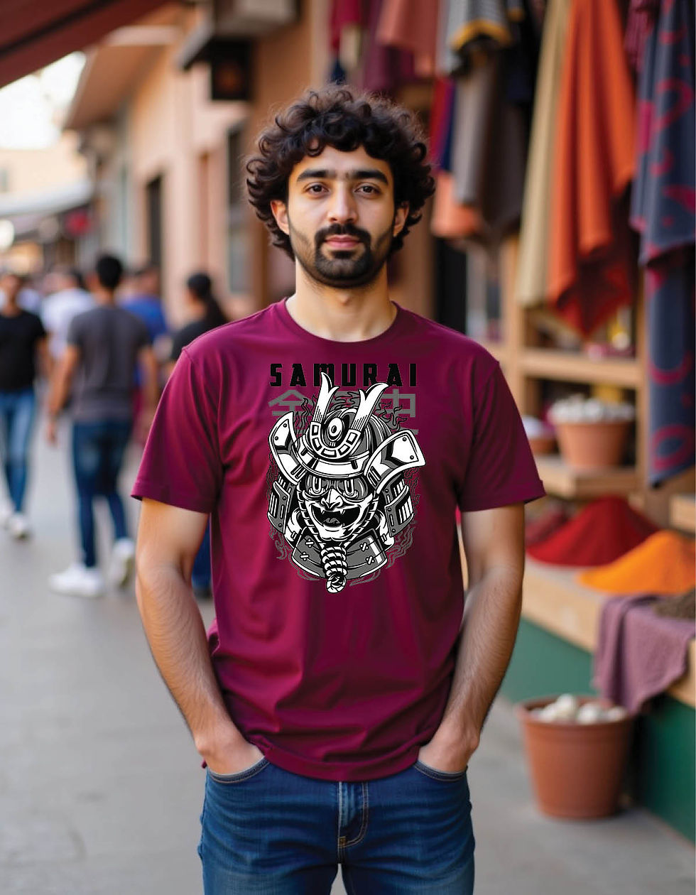 Thumbnail: samurai mask black white mens printed graphic t shirts