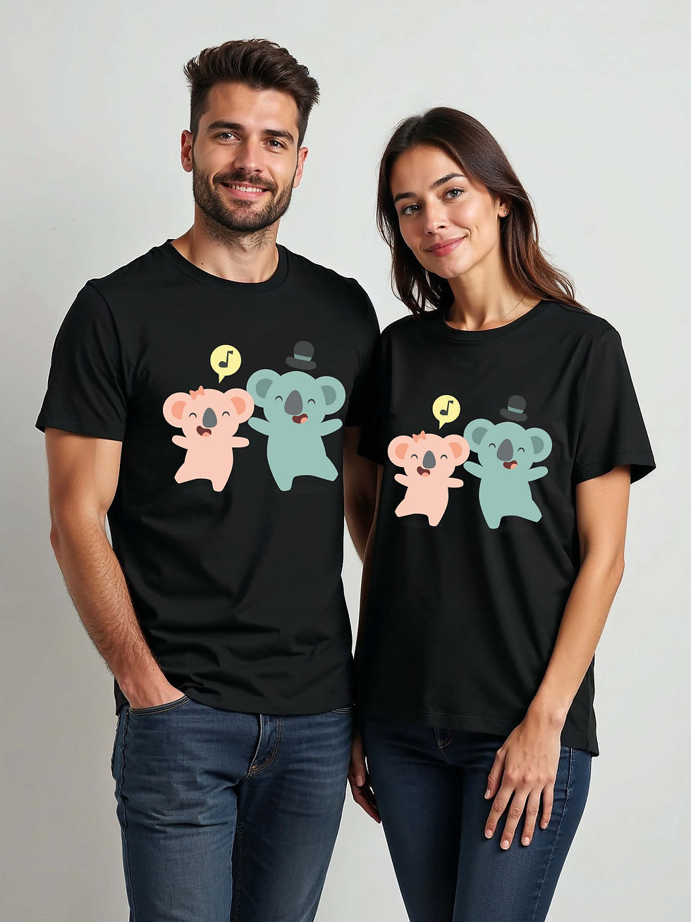 Thumbnail: Romantic Cartoon Couple Matching Tee Lovers Edition – Fast Delivery