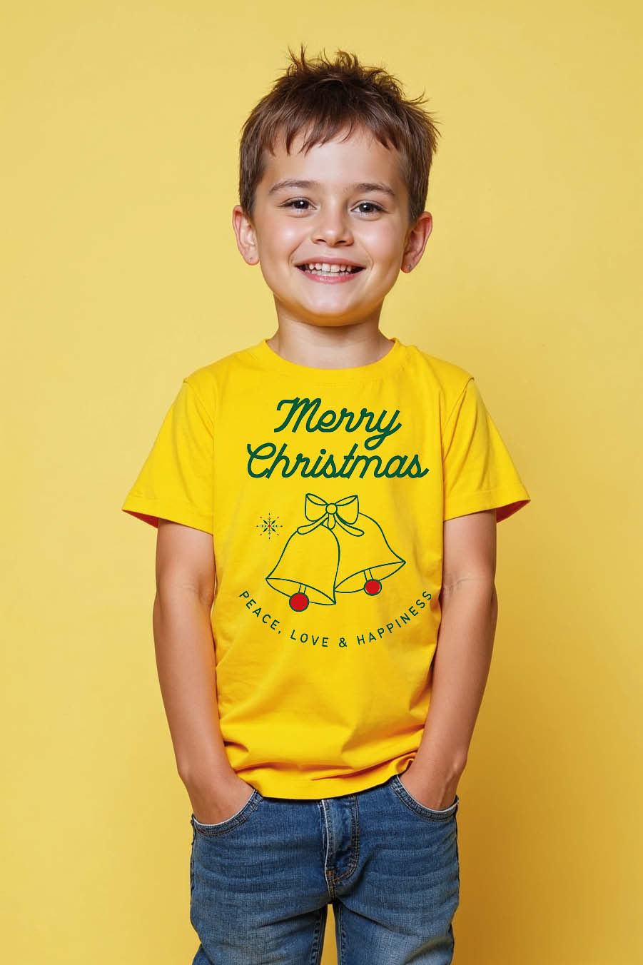 Merry Christmas Soft Trendy Printed Tee for Kids – Typography Print Design