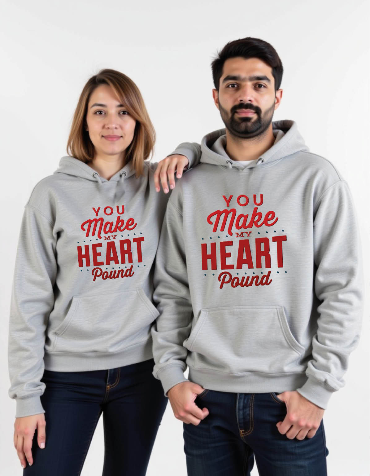 you make my heart pound Stylish Printed Graphic Couple Hoodies Streetwear
