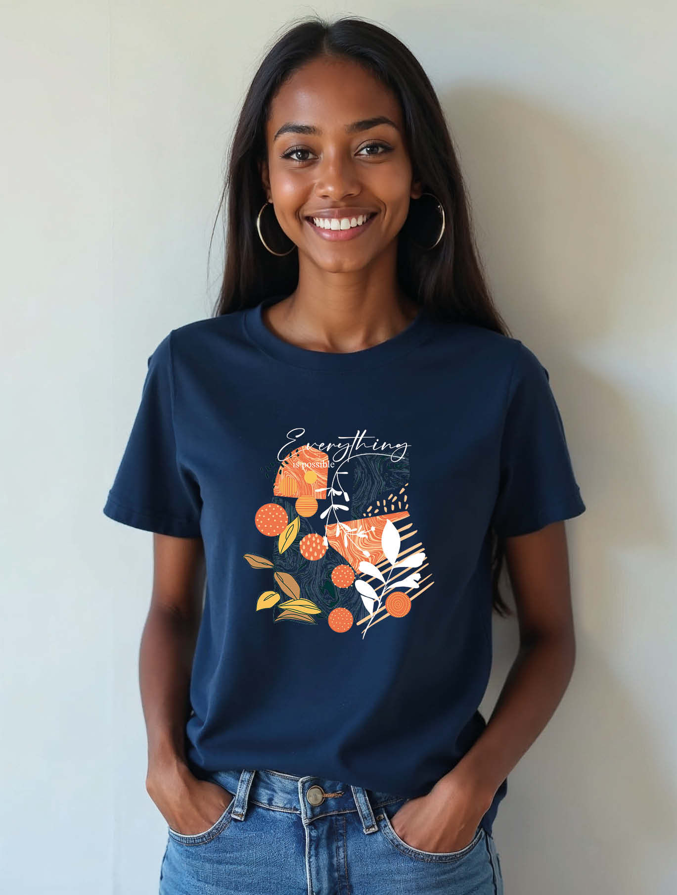 everything is possible Modern Women’s Printed Typography T-Shirt