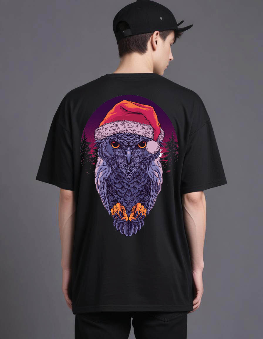 Thumbnail: santa owl mens Oversized Printed t shirt