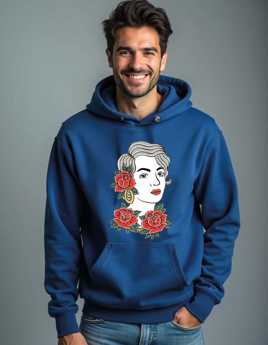 Thumbnail: Female with hat sailor flower Unisex Graphic Printed Hoodie