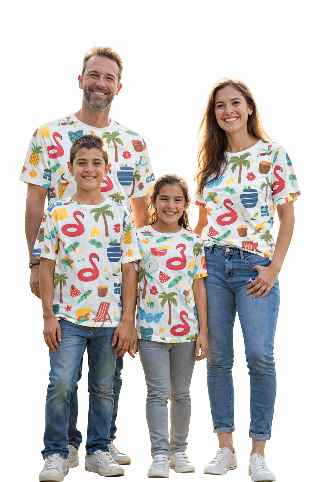 swans patterned family matching printed tees pack of 4