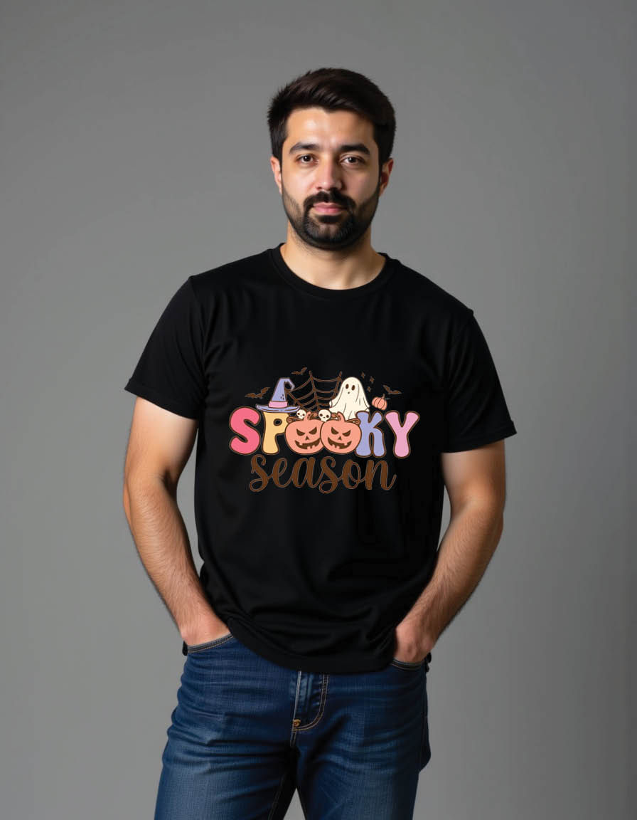 Thumbnail: spooky season retro groovy halloween mens printed graphic t shirt