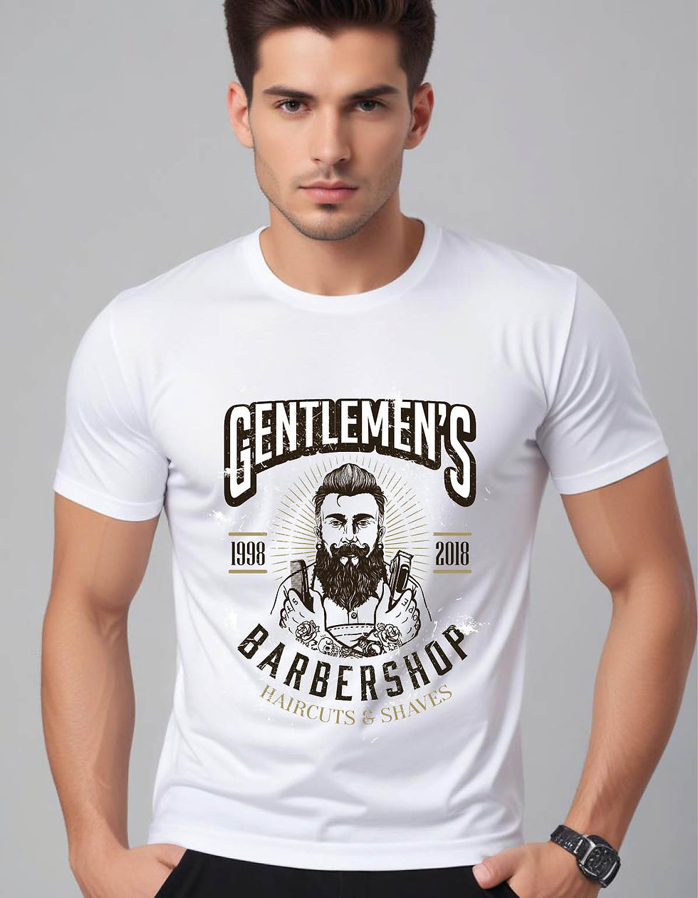 Thumbnail: hand drawn barber shop logo vintage style mens printed graphic t shirt