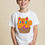 Thumbnail: Cute Cat in a Basket Holding a Pink Fish Graphic Colorful Unisex kids t shirt