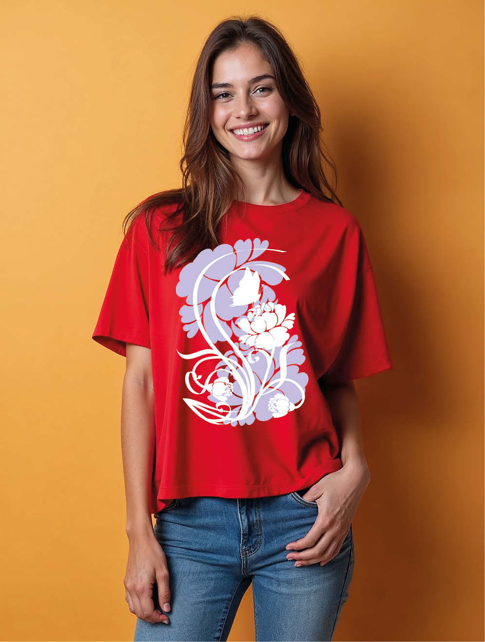 Stylized White and Lavender Peony Floral Stylish Women’s Printed Graphic t shirt