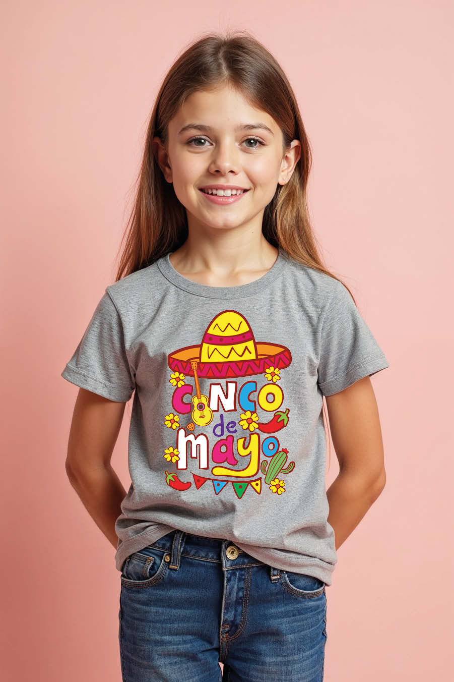 Cinco de Mayo Sombrero Fiesta Graphic T-Shirt Trendy Typography Print T-Shirt