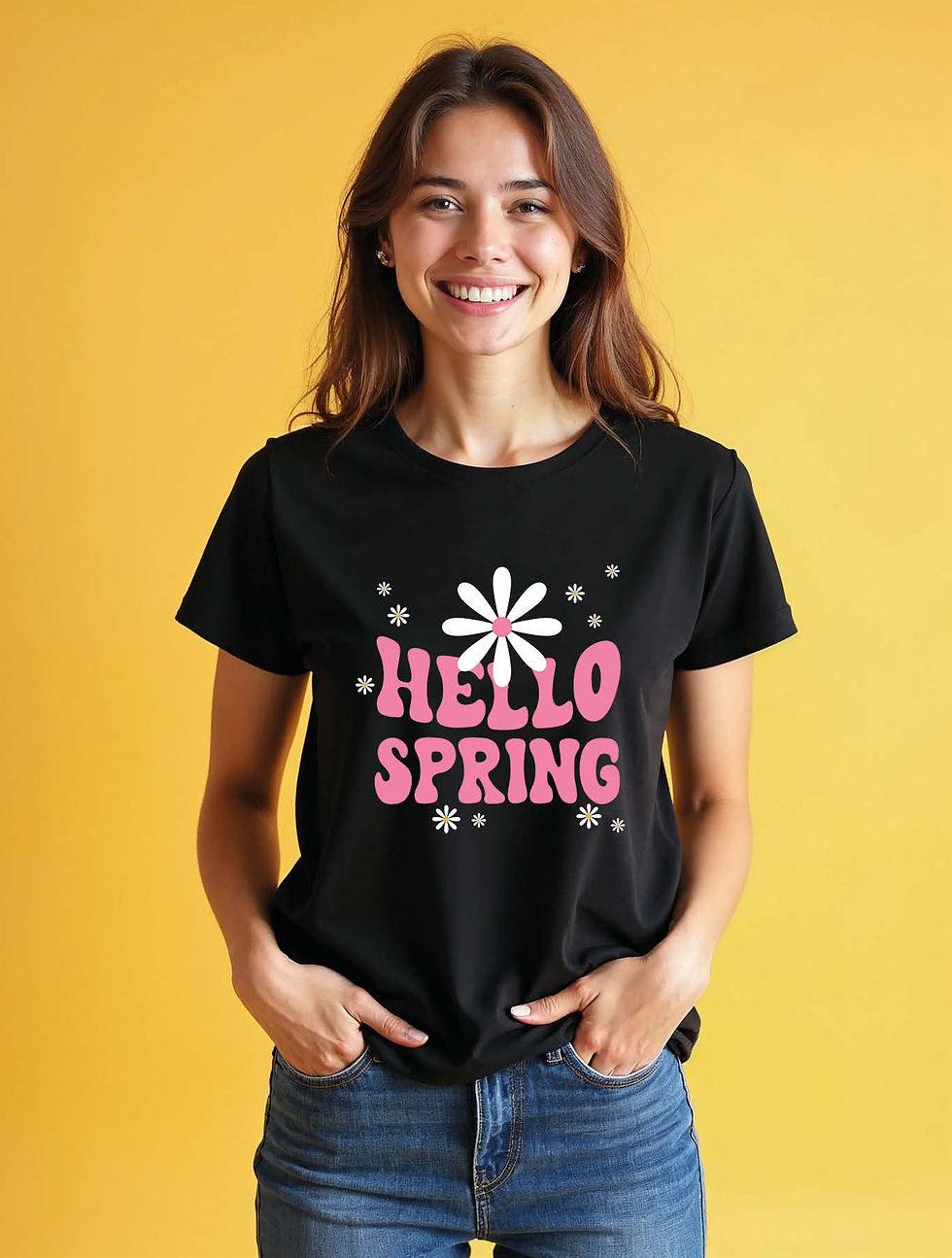 Thumbnail: hello spring Chic Women’s Printed Graphic Streetwear T-Shirt