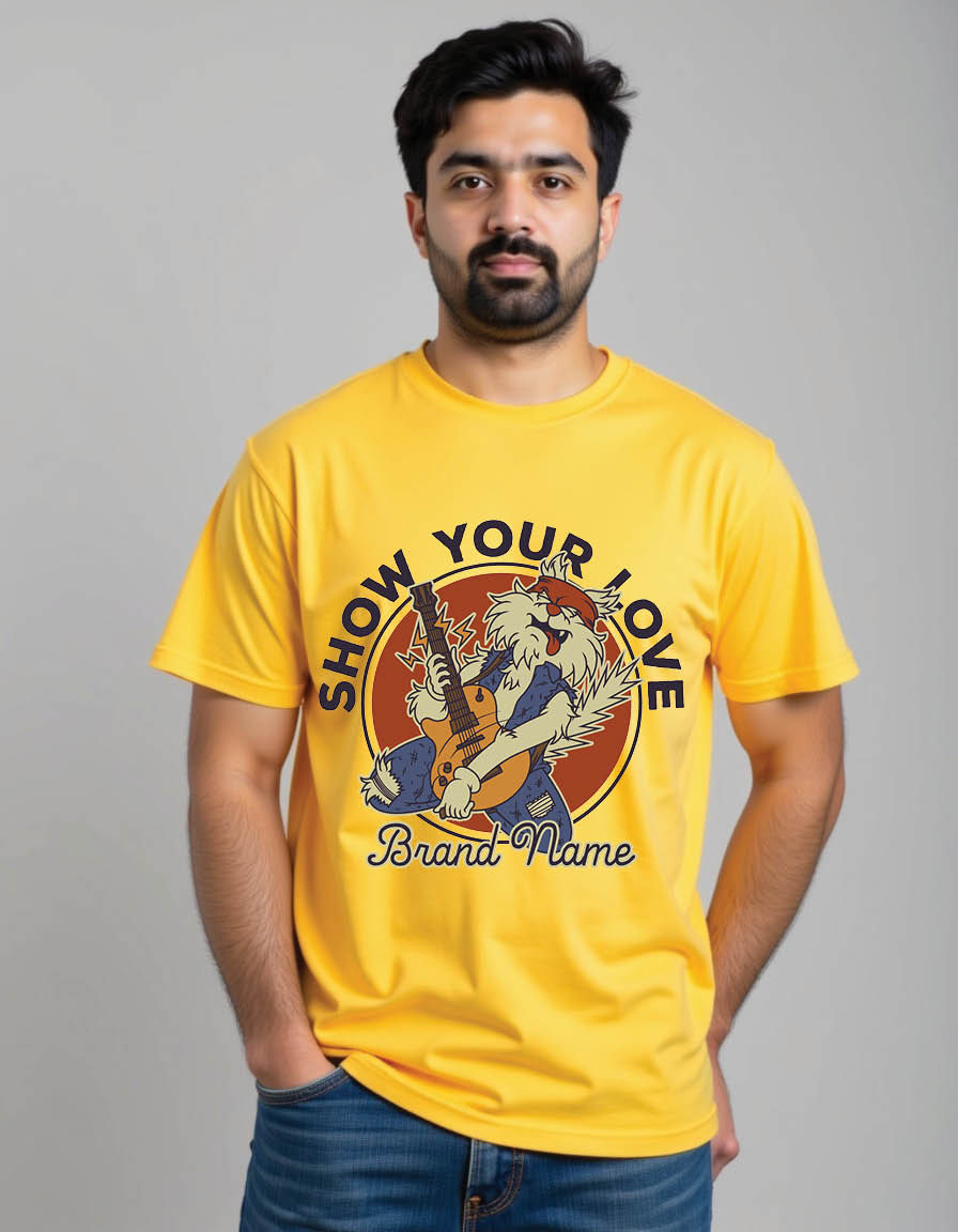 Thumbnail: cartoon rocker cat playing a guitarc mens printed graphic t shirts