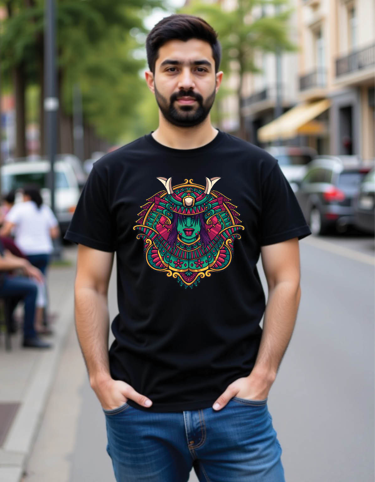 samurai ornament mens printed graphic t shirts